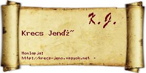 Krecs Jenő névjegykártya